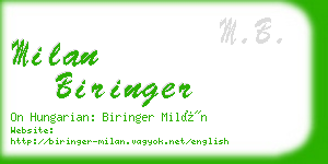 milan biringer business card